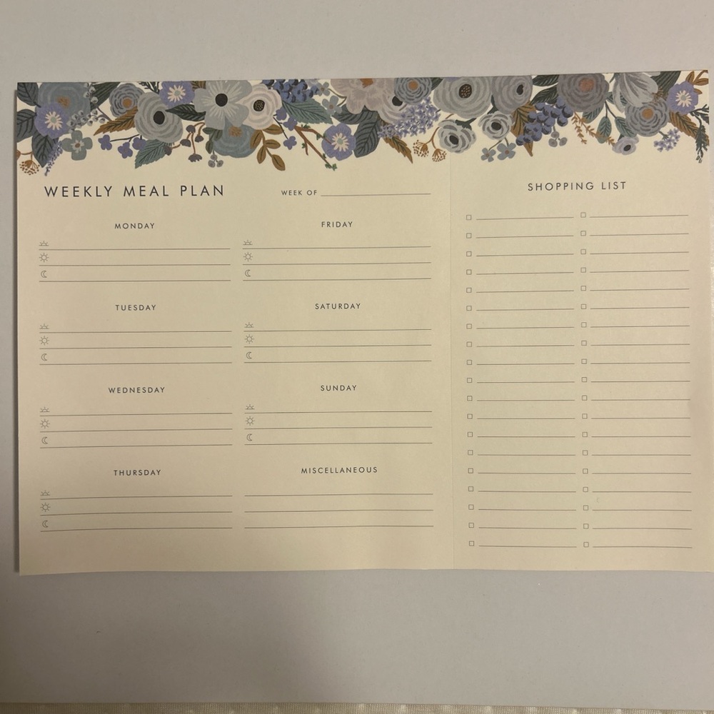Floral Weekly Meal Planner